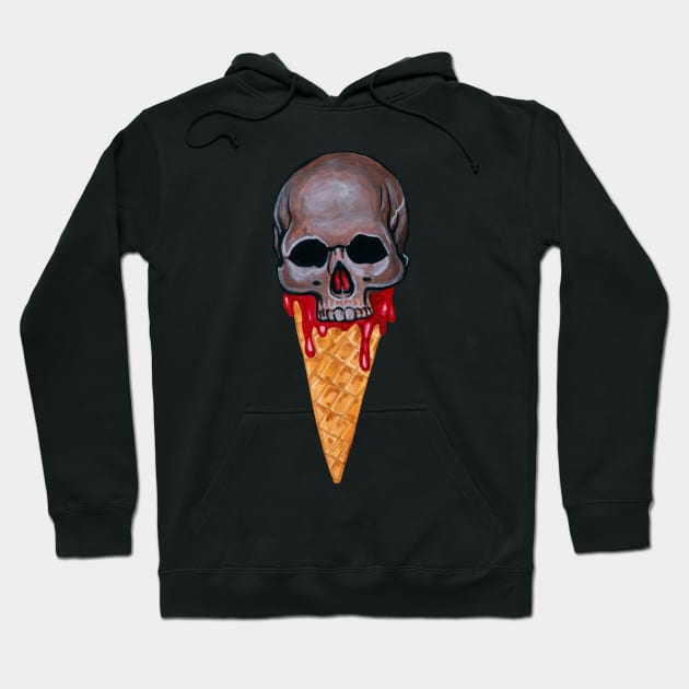 Halloween watercolor ice cream skull Hoodie by deadblackpony